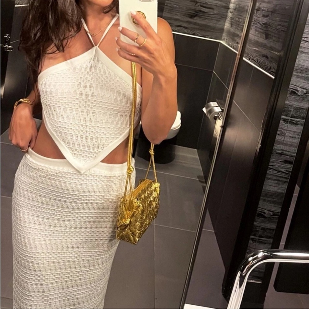PATBO white ivory crochet halter beach cutout maxi dress - Size 10 - Picture 6 of 16